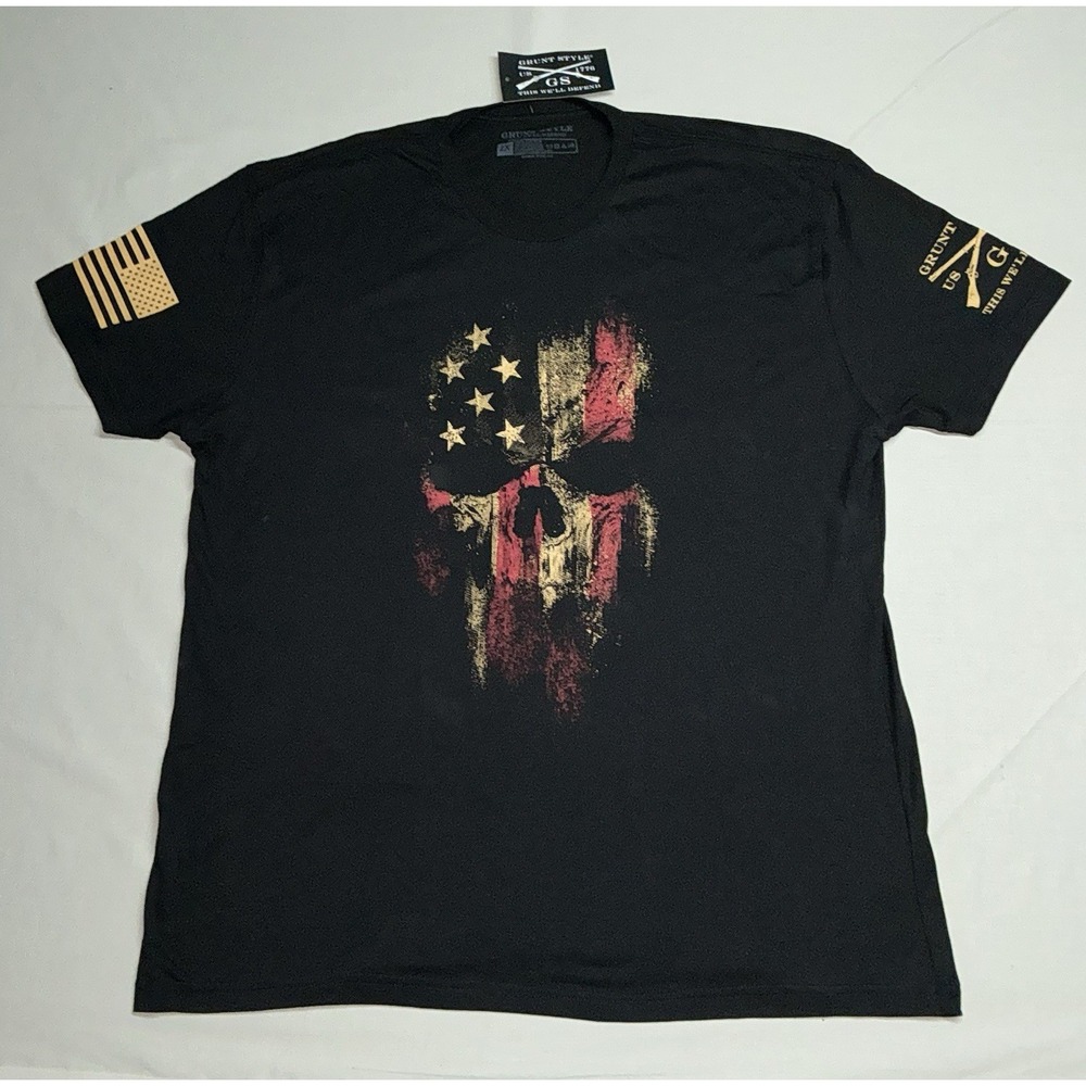 Grunt Style Men's 2XL Large  American Flag USA Spartan Helmet Patriotic  🆕